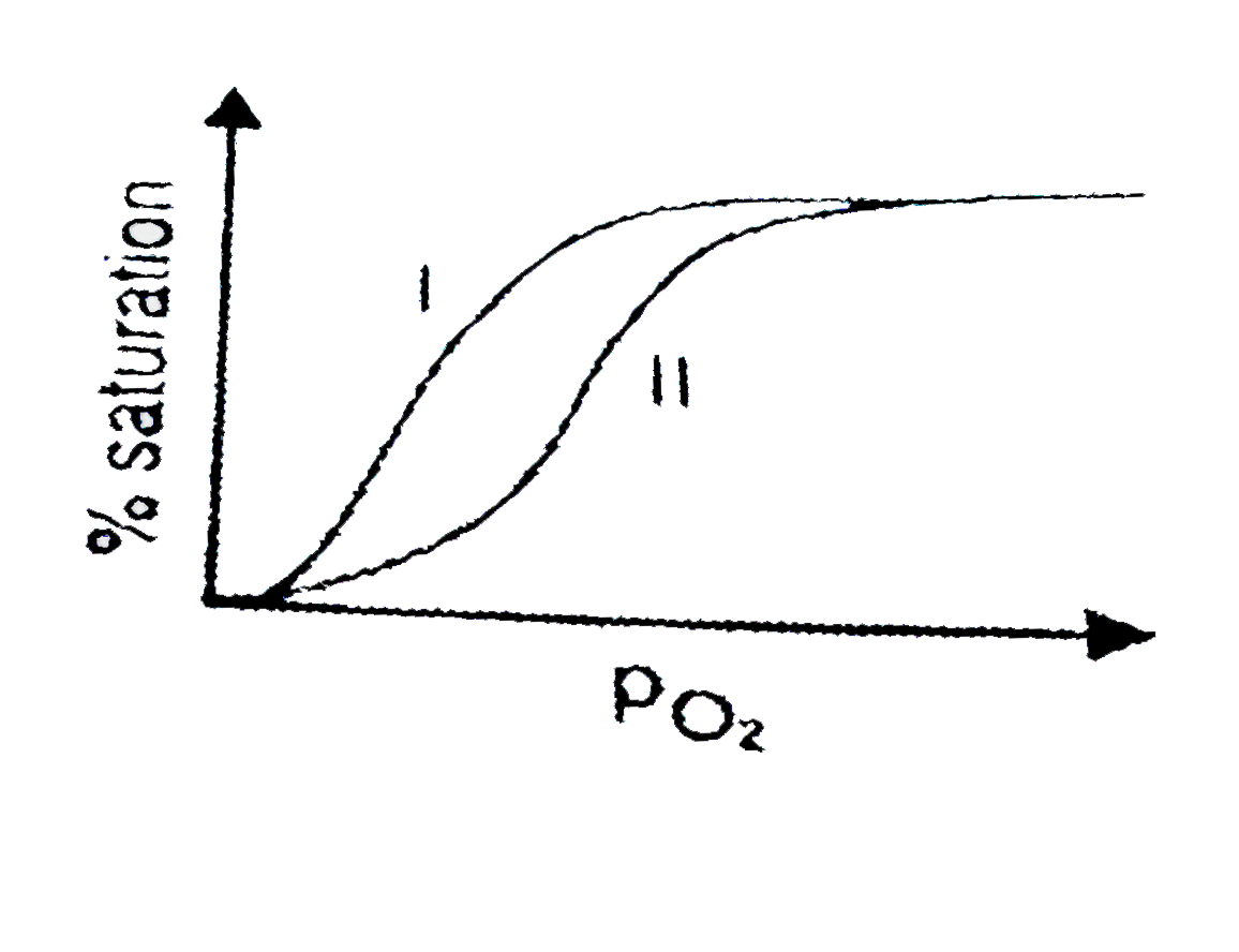 Haemoblobin is a Fe containing protein responsible for oxygen transport in the blood. The curves given below idicate the percentage suturation of haemoglobin by O(2) as a funcion of partial pressure of O(2).   Which of the following statement/s is/are correct for the given curves?   I. In presence of CO(2), higher P(O(2)) is needed for a given percentage saturation.   II. In presence of CO(2), lower P(O(2)) is needed for a give percentage saturation.   III. The maximum percentgae saturation is not affected by the presence of CO(2)   IV. In the absence of CO(2), maximum saturation of haemoglobin occurs at lower p(O(2)).