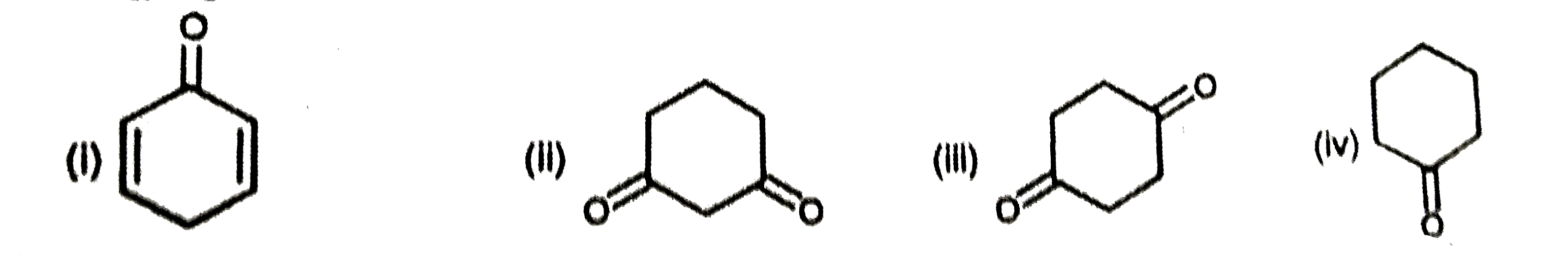 Arrange the following in decreasing order of percentage enol content.