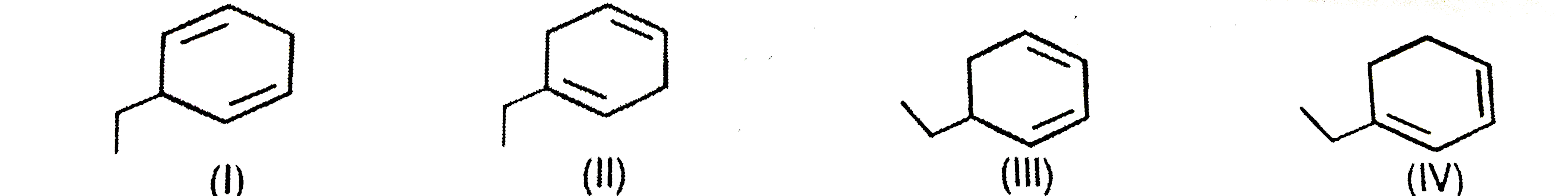 The stability order of alkene in following compounds is :