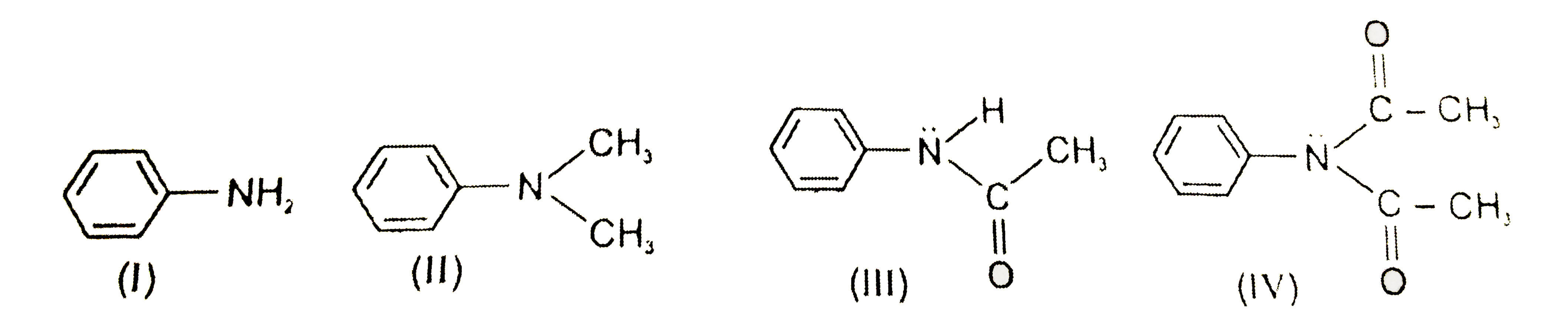 The correct order of +M effect of 'N' containing functional group on benzene ring, amongst the given compound is