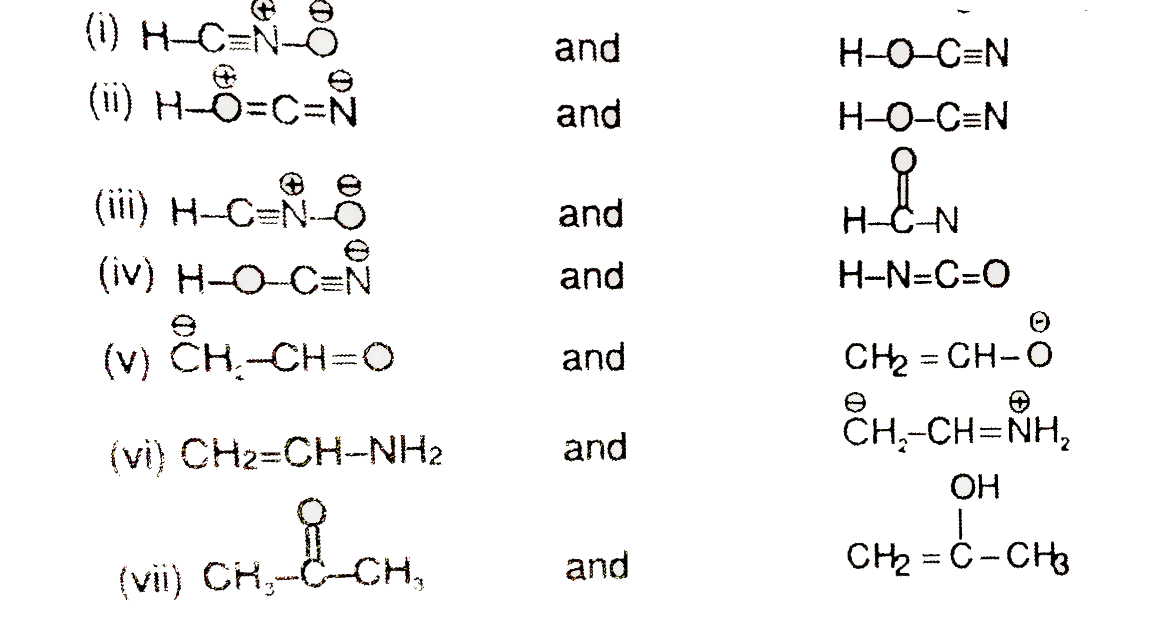 Among the given sets, how many of the following not represents the resonating structure :