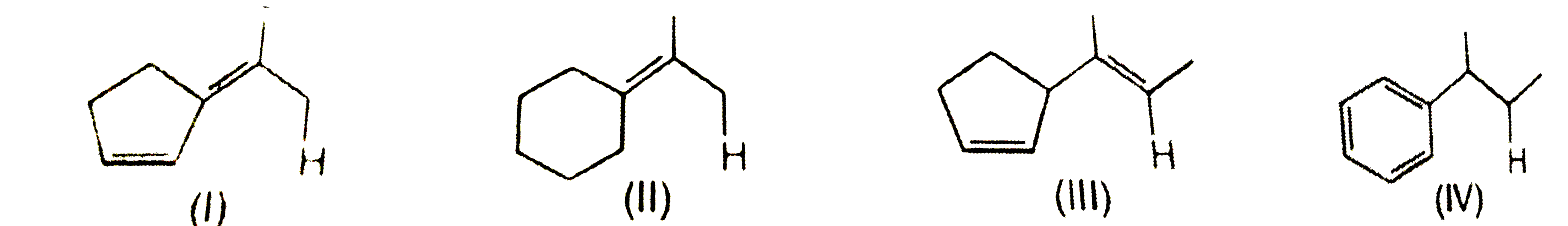 Which of the following represents the true order of bond dissociation energy of the idicated C-H bond of the following molecules?