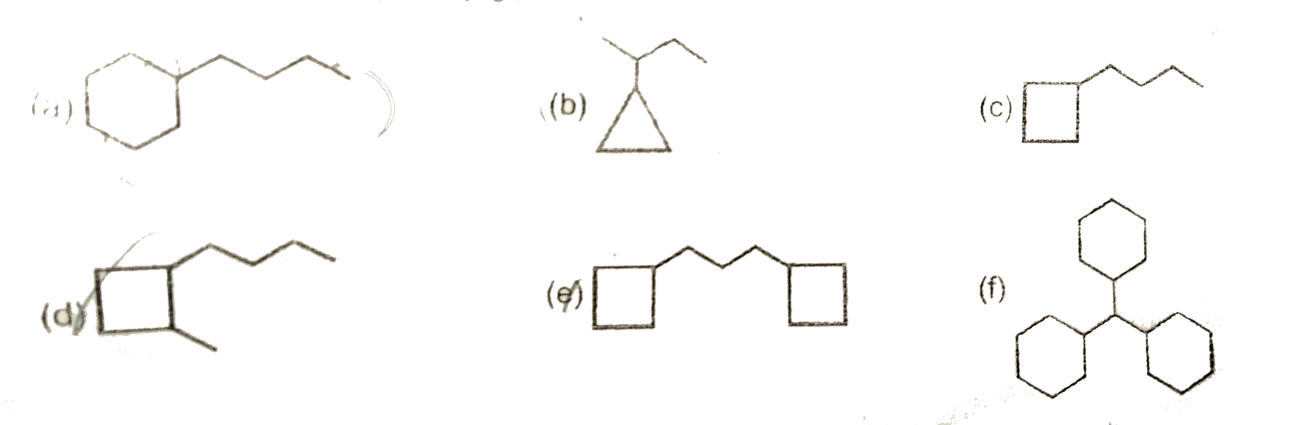 Identify the parent chain in the following compounds as ring or side chain