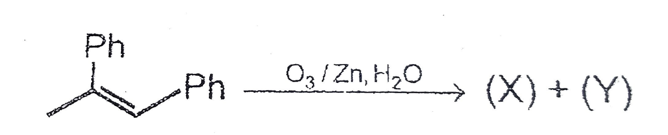 , overset(O(3)//Zn, H(2)O)rarr (X)+(Y)   Compound (X) and (Y) can be distinguish by :