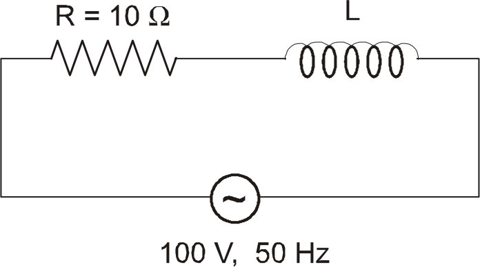In LR circuit (shown in figure), current is lagging by pi/3 in phase with applied voltage, then select correct alternative: