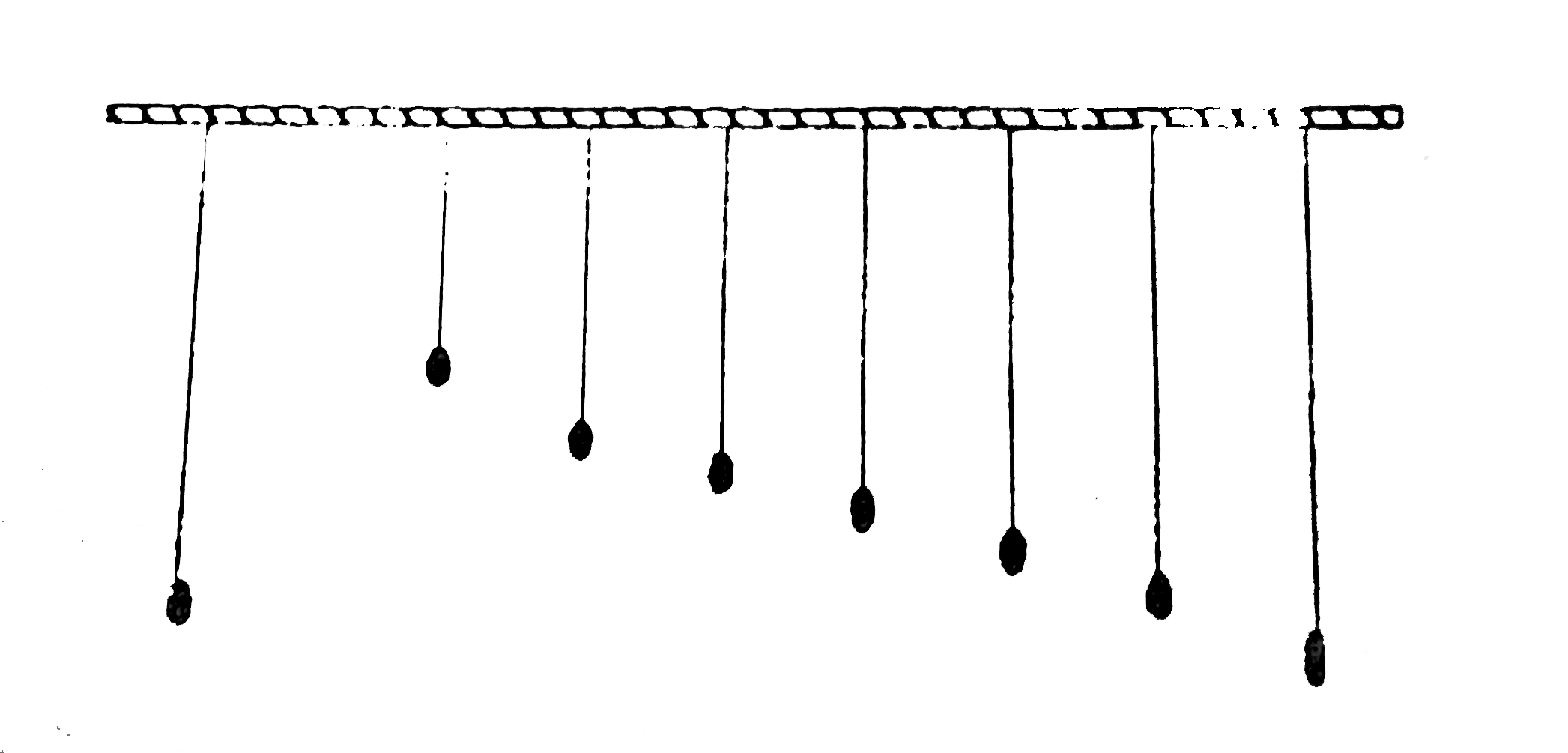 A large number of pendulums with identical bobs (mass m) but varying lengths are suspended from a thick thread. Another pendulum of a heavier bob (mass M) is also suspended from the same thred as shown.      This pendulum with the heavier bob is used as a 'driver' to drive the other pendulums called as 'driven' pendulums. Assume that the amplitude of the driver is maintained constant (by some suitable mechanism). Let the frequency of the driver be f(0)    The variation of amplitude A with respect to time t is shown as