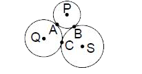 P,Q एवं S केन्द्र वाले वृत्त चित्रानुसार परस्पर बिन्दु A, B एवं C पर बाह्यतः स्पर्श करते हैं। यदि P,Q एवं S केन्द्र वाले वृत्तों की त्रिज्याएँ क्रमशः 1,2 व 3 है, तो जीवा AB की लम्बाई  है