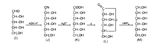 निम्नलिखित अभिक्रिया अनुक्रम पर विचार कीजिए:      यह विधि मोनोसेकेराइड शर्करा को उसके उच्च सजात में बदलने के लिए है।   लेक्टोन (L) को जब एसीटिक एनहाइड्राइड Ac(2)O से क्रिया कराते हैं तो इसके कितने मोल की आवश्यकता होगें।