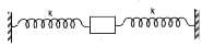 एक ब्लॉक दो स्प्रिंगों से जुड़ा हुआ है, प्रत्येक स्प्रिंग का स्प्रिंग नियतांक k है। प्रारम्भ में स्प्रिंग उनकी प्राकृतिक लम्बाई में चित्रानुसार क्षैतिज स्थिति में है, ब्लॉक को विरामावस्था से छोड़ा जाता है। स्प्रिंग आदर्श है। गुरूत्व के कारण त्वरण नीचे  की ओर g है। वायु प्रतिरोध नगण्य है, स्प्रिंग की प्राकृतिक लम्बाई l(0)  है।       गति के दौरान ब्लॉक की अधिकतम चाल होगी -