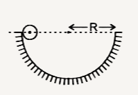 चित्र में एक .m. द्रव्यमान की एक छोटी गेंद चित्रानुसार R त्रिज्या के एक स्थिर अर्धवृत्ताकार पथ पर बिना फिसले ऊर्ध्वाधर तल में गति कर सकती है। इसको शीर्ष से मुक्त किया जाता है। गेंद पर अपने पथ के सबसे निम्नतम बिन्दु पर परिणामी बल है -