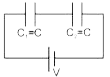 दो एकसमान संधारित्र C(1) तथा C(2) बैटरी के साथ श्रेणीक्रम में जोड़े गये है । वे पूर्ण आवेशित है। अब परावैद्युत पट्टिका को संधारित्र C(2) के प्लेटों के बीच प्रवेशित करते है। C(1) के सिरों पर विभवान्तर -