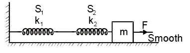 प्रारम्भ में स्प्रिंग अपनी मूल लम्बाई में है। ब्लॉक पर दांयी ओर एक परिवर्तित बल आरोपित करने पर स्प्रिंग S(1)  में विस्तार x(1)  है। यदि ब्लॉक धीरे-धीरे गति करता है तथा फ िचिकना है, तब :