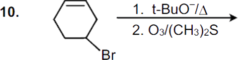 underset(2.O(3)//(CH(3))(2)S)overset(1.t-BuO^(-)//Delta)to   Major products of the reaction
