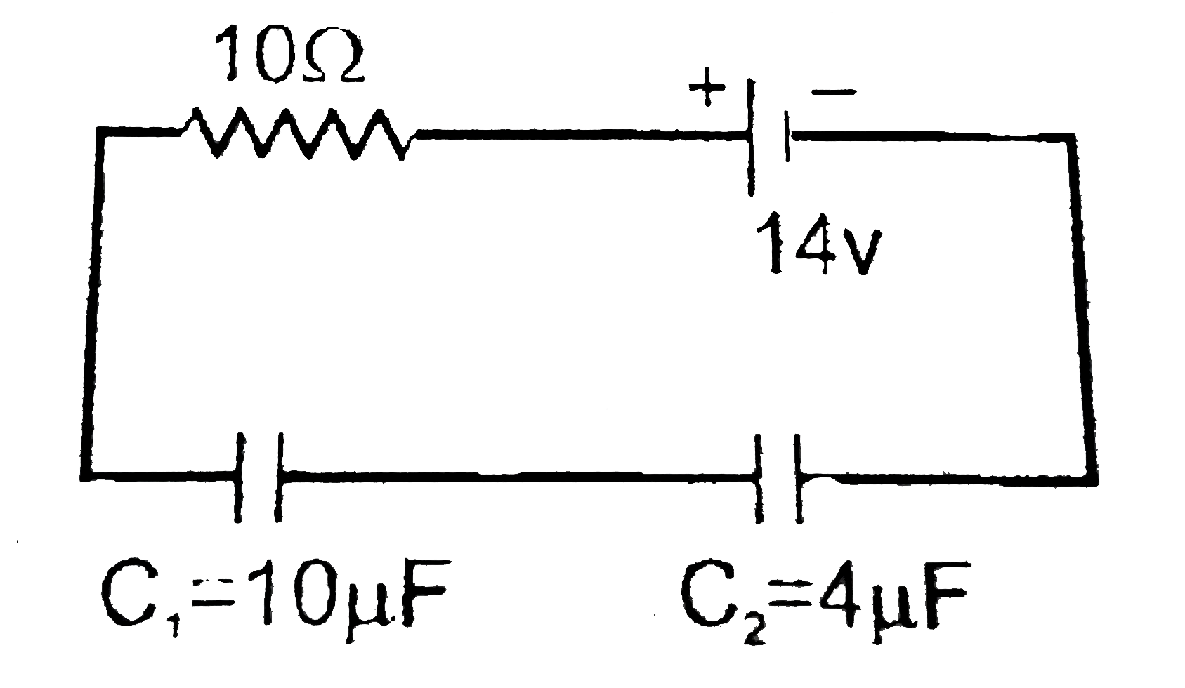 In the given circuit, in steady state we may say: (capacitor are initially uncharged)