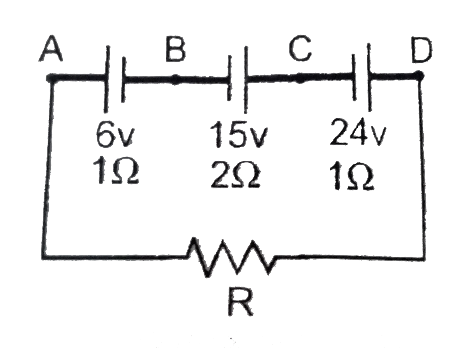 In the given circuit potential of the point A is 9 V higher than potential of the point B. Choose correct alternative (s)