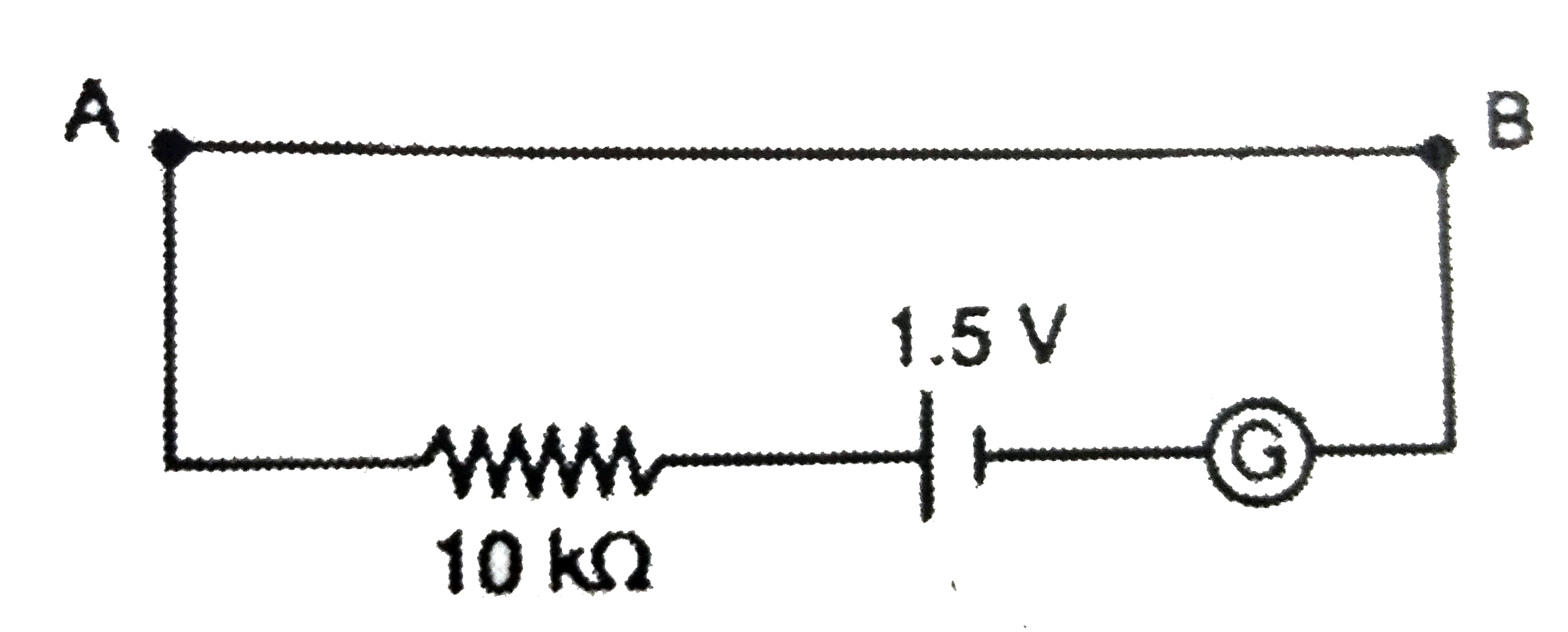 A nichrome wire AB, 100 cm long and of uniform cross section cross section is mounted on a meter scale the points  A and B coinciding with 0 cm and 100 cm marks respectively. The wire has a resistance S = 50 ohm, Ay point C along this wire, between A and B is called a variable point to which on end of and electrical element is commeted. In the following questions this arrangement will be referred to as 'wire AB'.   In the circuit adjacent arrangement it is found that deflection in the galvanometer is 10  divisions. Also the voltage across the 'wire AB' is equal to the across the galvanometer. the current sensitivity of the galvanometer is about.