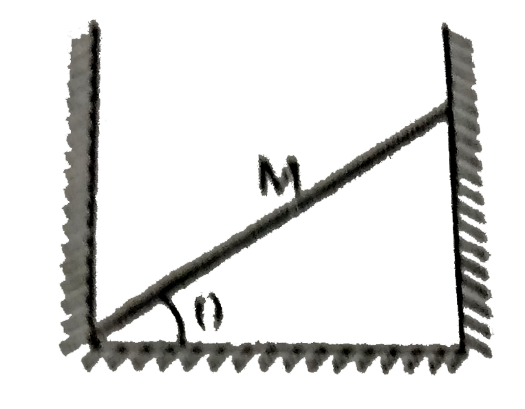 A uniform stick of mass M is placed in a frictionless well as shown. The stick makes an angle theta with the horizontal. Then the force which the vertical wall exerts on right end of stick is :