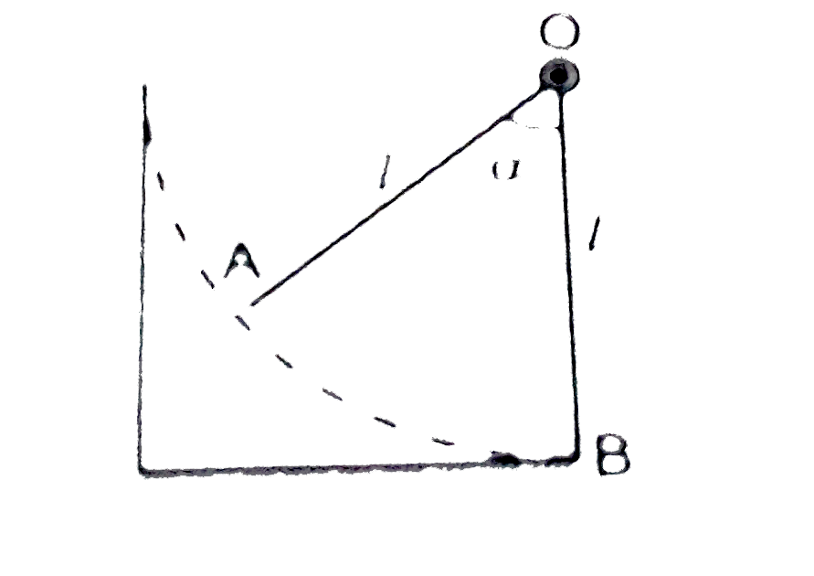 An electrometer consister of a fixed vertical metal bar OB at the top of which is attached a thin rod OA which gets deflected from the bar under the action of an electric charge (fig.). The rod can rotate in vertical plane about fixed horizontal axis passing through O. The reading is taken on a quadrant graduated in degrees. The length of the rod is l and its mass is m. what will be the charge when the rod of such an electrometer is deflected through an angle alpha in equilibrium. Find the answer using the following two assumptions :   The charge on the electrometer is equally distributed between the bar & the rod and the charges are concentrated at point A on the rod & at point B on the bar.