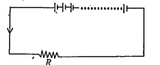 n-identical cells each of emf E and internal resistance r are connected in series. Find the expression for current in the circuit given below.