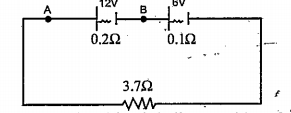 In the circuit given below, find the potential difference between A and B