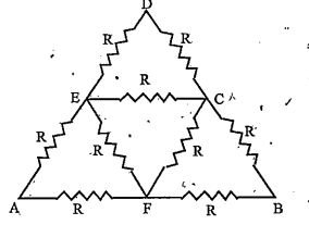 From the circuit calculate the resistance between A and B.