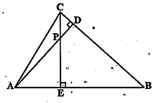 In Fig.6.38,altitudes AD and CE of triangleABCintersect each other at the point P.Show that: (ii)triangleABD~triangleCBE