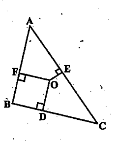 In Fig.6.45,O is a point in the interior of a triangle ABC,OD|BC,OE|AC and OF|AB.Show that  (i)OA^2+OB^2+OC^2-OD^2-OE^2-OF^2=AF^2+BD^2+CE^2
