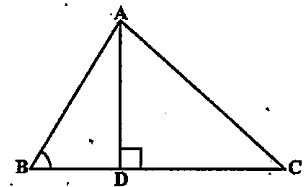 In Fig.6.59, ABC is a triangle in which angleABC<90^@ and AD|BC.Prove that AC^2=AB^2+BC^2-2BC.BD.