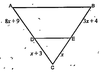 In the given figure for what value of x will be DE|\|AB?