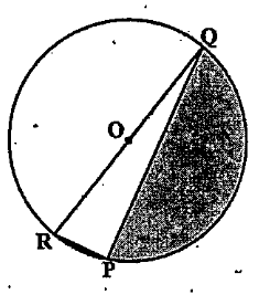 Find the area of the shaded region in Fig.12.19,If PQ=24cm,PR=7 cm and O is the centre of the circle.