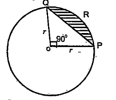 In figure the area of the segment PRQ is