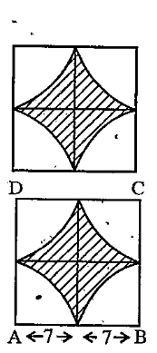 Find the area of the shaded region shown in Fig.11,if the radius of each of the sectors is 7 cm.(pi=22/7)