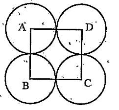 In Fig 13,ABCD is a square of side 5.6 cm.As shown in the figure,four circles are drawn with centres A,B,C and D respectively.Find the area of the shaded region in the diagram.(pi=22/7)