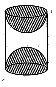 A wooden article was made by scooping out a hemisphere from each end of a solid cylinder,as shown in Fig.13.11.If the height of the cylinder is 10 cm,and its base is of radius 3.5. find the total surface area of the article.