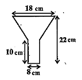 An oil funnel made of tin sheet consists of a 10cm long cylindrical portion attached to a frustum of a cone.If the total height is 22cm,diameter of the cylindrical portion is 8 cm and the diameter of the top of the funnel is 18 cm,find thev area of the tin sheet required to made the funnel(seeFig.13.25).