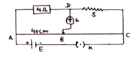मीटर सेतू की सन्तुलन अवस्था में दिये गये परिपथ चित्र में अज्ञात प्रतिरोध S का मान ज्ञात कीजिए |