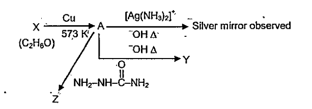 Consider the reaction      Identify A, X, Y and Z