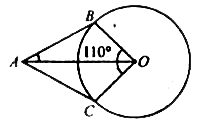 संलग्न चित्र में O वृत्त का केंद्र हैं यदि /BOC=110^(@) और AB,AC वृत्त की स्पर्श रेखाएं है तो /OAB की माप ज्ञात कीजिए।