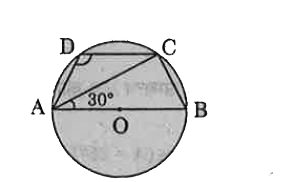 चित्र में, वृत्त का केन्द्र O  है। यदि  angle BAC = 30° है, तो  angle ADC का मान ज्ञात कीजिए।
