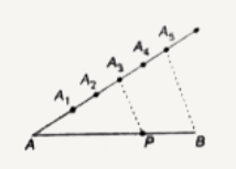 सम्मुख आकृति के अनुसार बिन्दु P, रेखाखण्ड AB को A की और से किस अनुपात में बिभाजित कर रही है ?