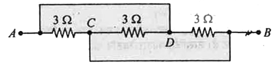 दिये गये परिपथ में A और B के बीच तुल्य प्रतिरोध ज्ञात कीजिए -