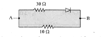 प्रदर्शित परिपथ में A व B के बीच तुल्य प्रतिरोध ज्ञात कीजिए, यदि V(A) lt V(B).