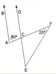 In the given figure, AB||CD. If angleCAB=180^(@) and angleEFC=25^(@) then angleCEF=?