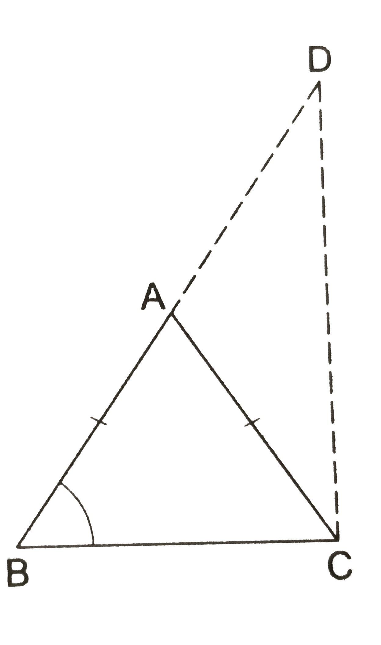 DeltaABC is an isosceles triangle with AB = AC.   Side BA is produced to D such that AB = AD.   Prove that angleBCD is a right angle.