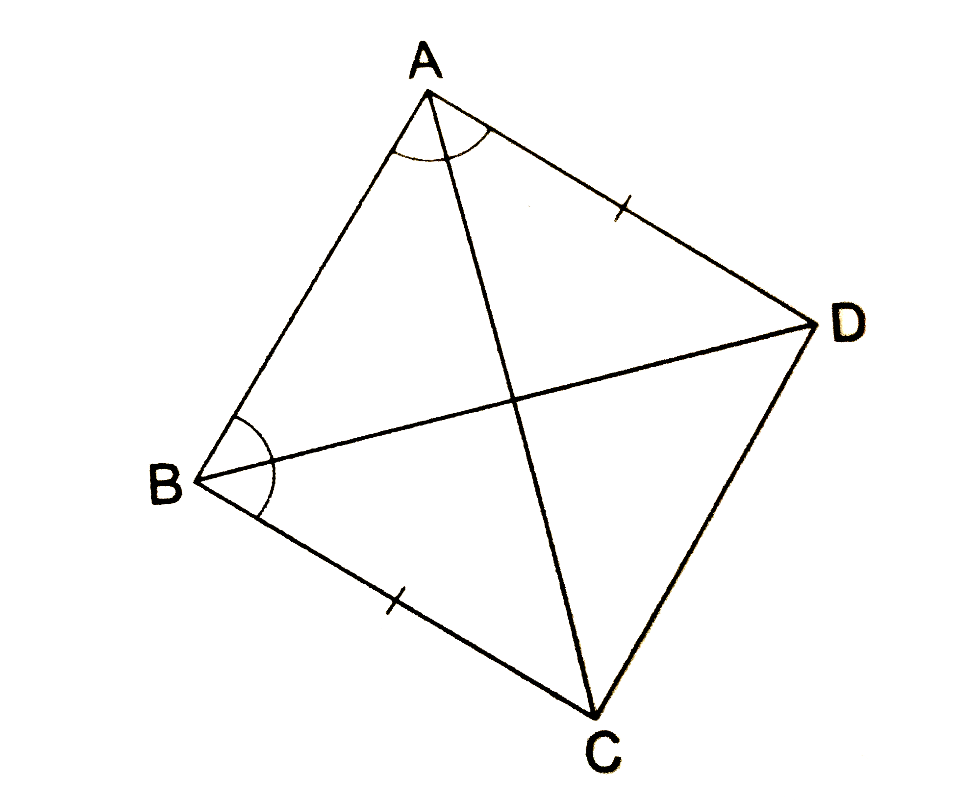 In the given figure, ABCD is a quadrilateral in which AD = BC and angleDAB=angleCBA.   Prove that (i) DeltaABD~=DeltaBAC,   (ii) BD = AC,   (iii) angleABD=angleBAC.