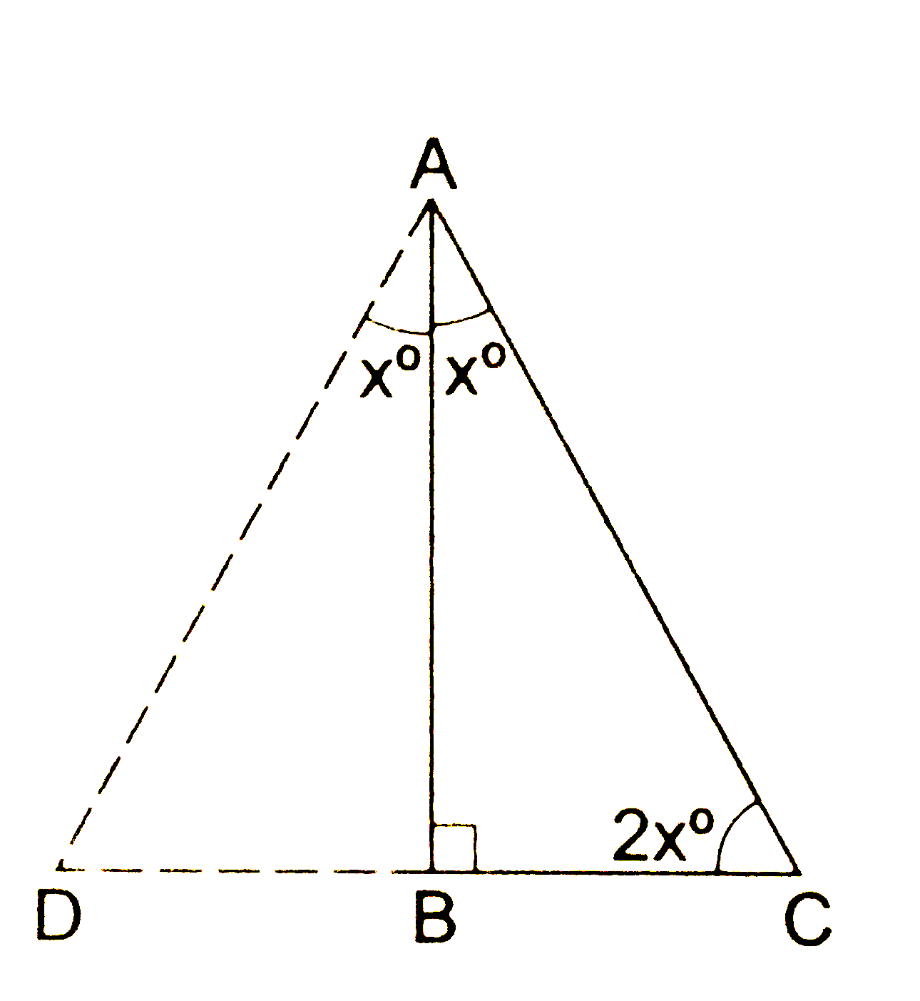 In the given figure, DeltaABC is right angled at B such that angleBCA=2angleBAC. Show that hypotenuse AC = 2BC.