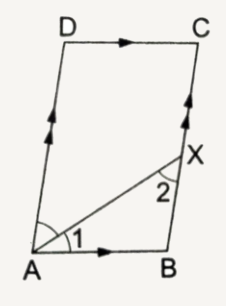 In the adjoining figure,  ABCD  is a parallelogram and the bisector of angle A bisects BC at X. Prove that AD = 2AB.