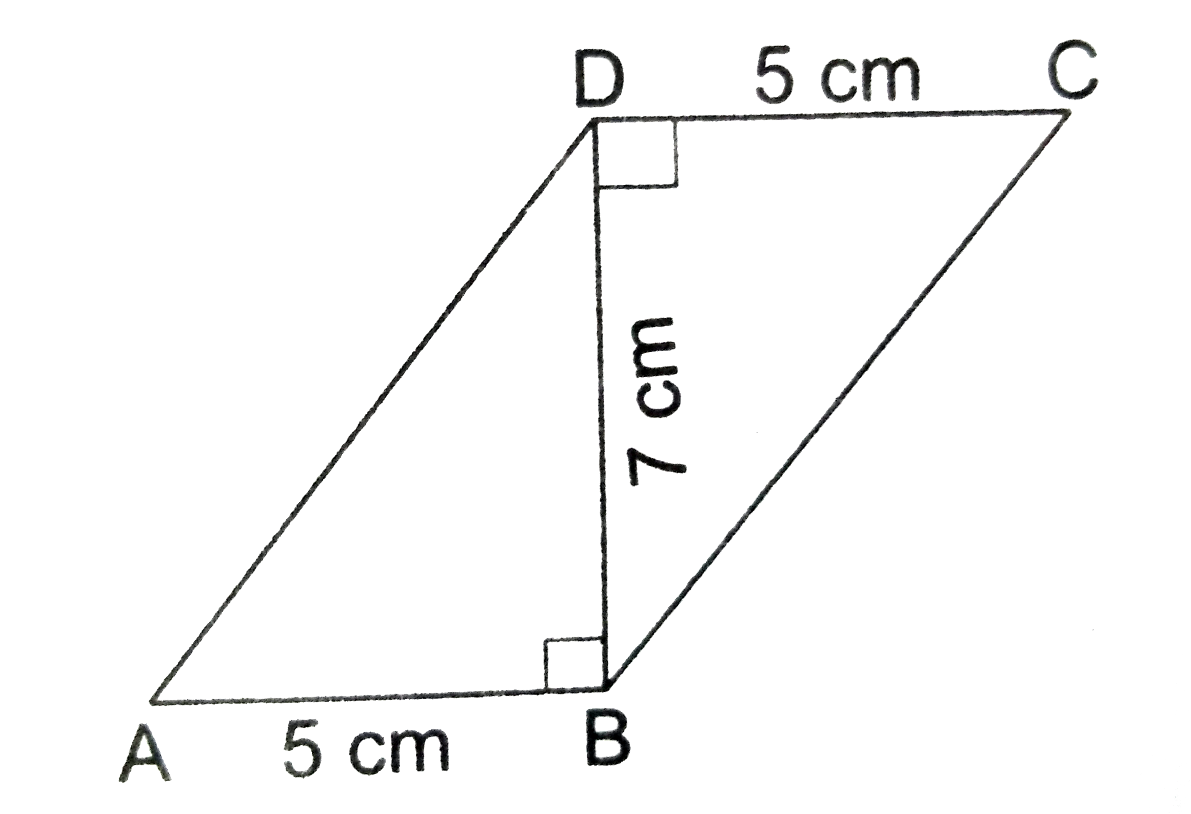 In the adjoining figure, show that ABCD is a parallelogram.   Calculate the area of ||gm ABCD.