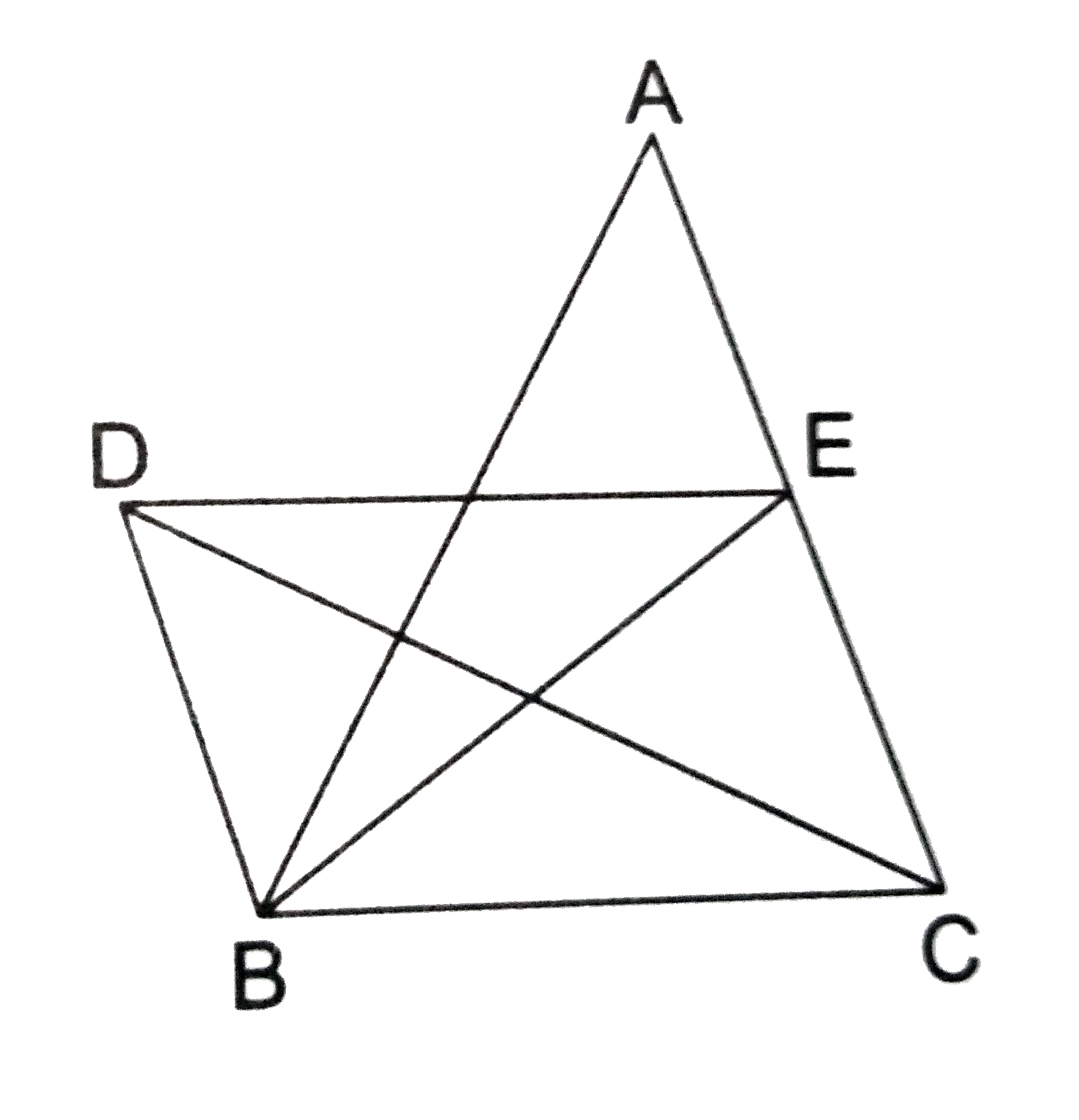 In the adjoining figure, BD||CA, E is the midpoint of CA and BD =(1)/(2) CA. Prove that    ar(triangleABC)=2ar(triangleDBC).