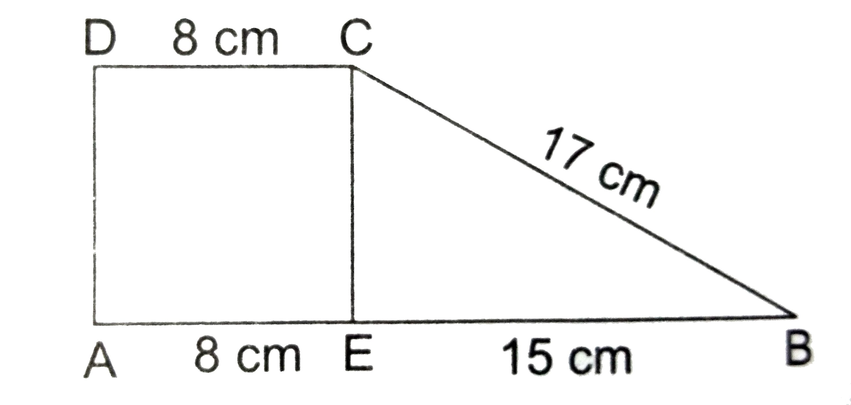 The area of trapezium ABCD in the given  figure is